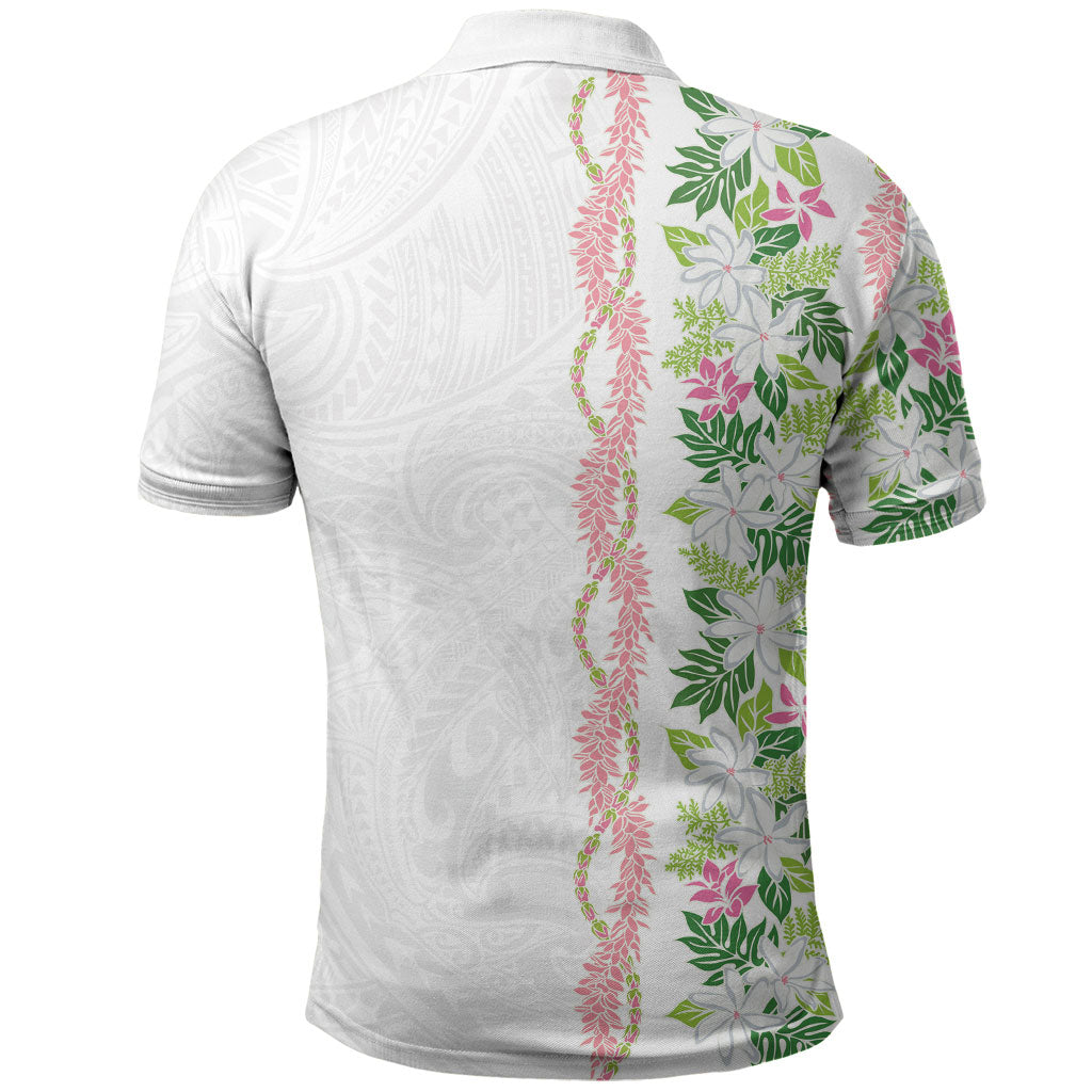 Monstera Tiare Plumeria Polo Shirt Green Polynesian Pattern LT01 - Polynesian Pride