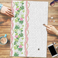 Monstera Tiare Plumeria Puzzle Green Polynesian Pattern LT01 Green - Polynesian Pride