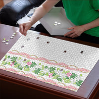 Monstera Tiare Plumeria Puzzle Green Polynesian Pattern LT01 - Polynesian Pride