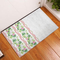 Monstera Tiare Plumeria Rubber Doormat Green Polynesian Pattern LT01 - Polynesian Pride