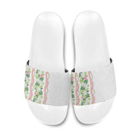 Monstera Tiare Plumeria Slide Sandals Green Polynesian Pattern LT01 Green - Polynesian Pride