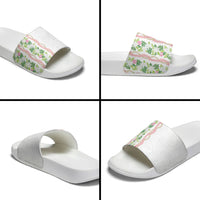 Monstera Tiare Plumeria Slide Sandals Green Polynesian Pattern LT01 - Polynesian Pride
