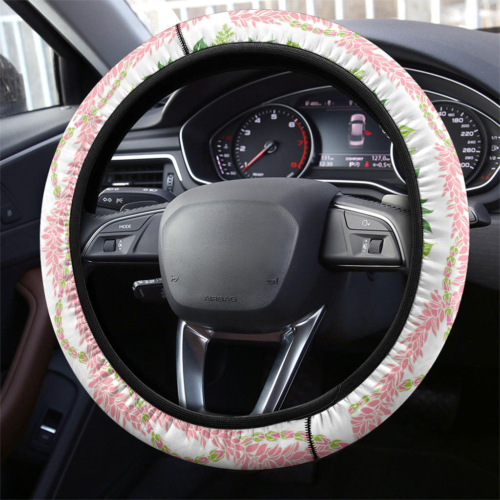 Monstera Tiare Plumeria Steering Wheel Cover Green Polynesian Pattern LT01 - Polynesian Pride