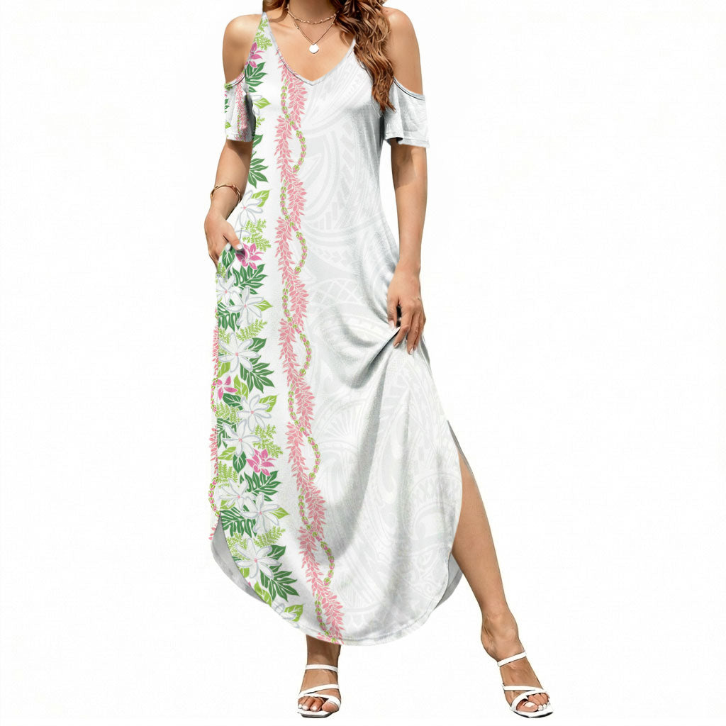 Monstera Tiare Plumeria Summer Maxi Dress Green Polynesian Pattern LT01 Women Green - Polynesian Pride