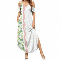 Monstera Tiare Plumeria Summer Maxi Dress Green Polynesian Pattern LT01 Women Green - Polynesian Pride