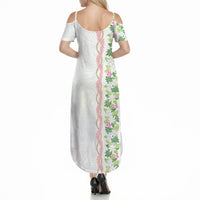 Monstera Tiare Plumeria Summer Maxi Dress Green Polynesian Pattern LT01 - Polynesian Pride