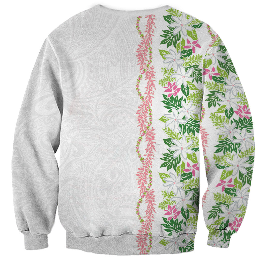 Monstera Tiare Plumeria Sweatshirt Green Polynesian Pattern LT01 - Polynesian Pride