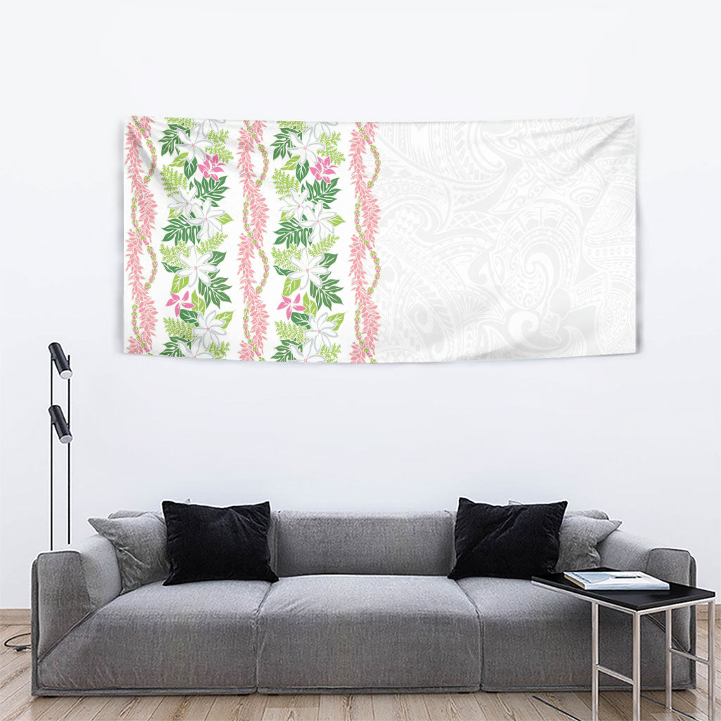 Monstera Tiare Plumeria Tapestry Green Polynesian Pattern LT01 - Polynesian Pride