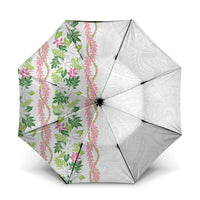 Monstera Tiare Plumeria Umbrella Green Polynesian Pattern LT01 One Size Folded 11.42 inch Opened Diameter 37.4 inch Green - Polynesian Pride