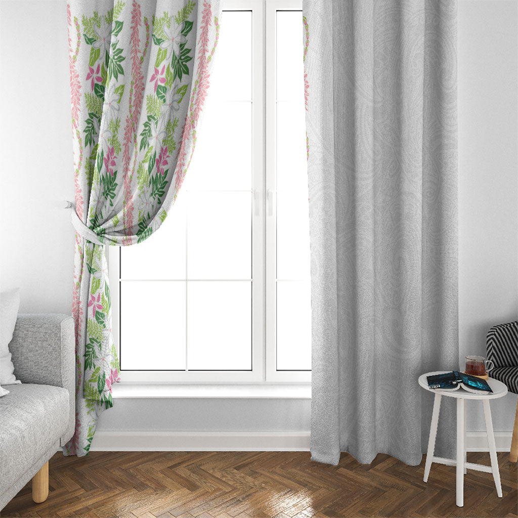 Monstera Tiare Plumeria Window Curtain Green Polynesian Pattern LT01 - Polynesian Pride