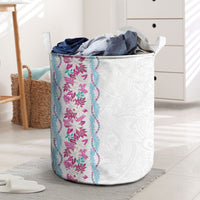 Monstera Tiare Plumeria Laundry Basket Pink Polynesian Pattern LT01 Pink - Polynesian Pride