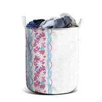 Monstera Tiare Plumeria Laundry Basket Pink Polynesian Pattern LT01 - Polynesian Pride