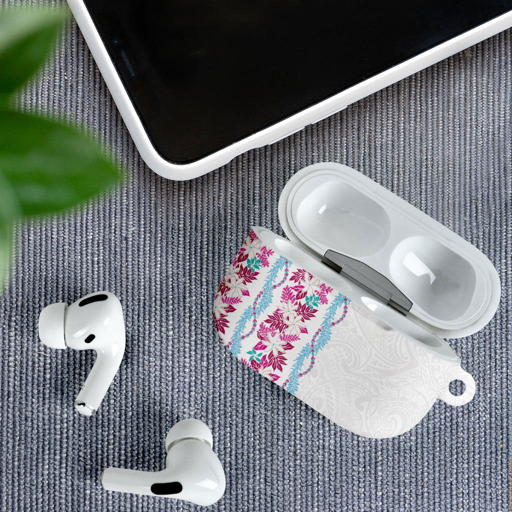 Monstera Tiare Plumeria AirPods Case Pink Polynesian Pattern LT01 - Polynesian Pride