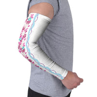 Monstera Tiare Plumeria Arm Sleeves Pink Polynesian Pattern LT01 - Polynesian Pride