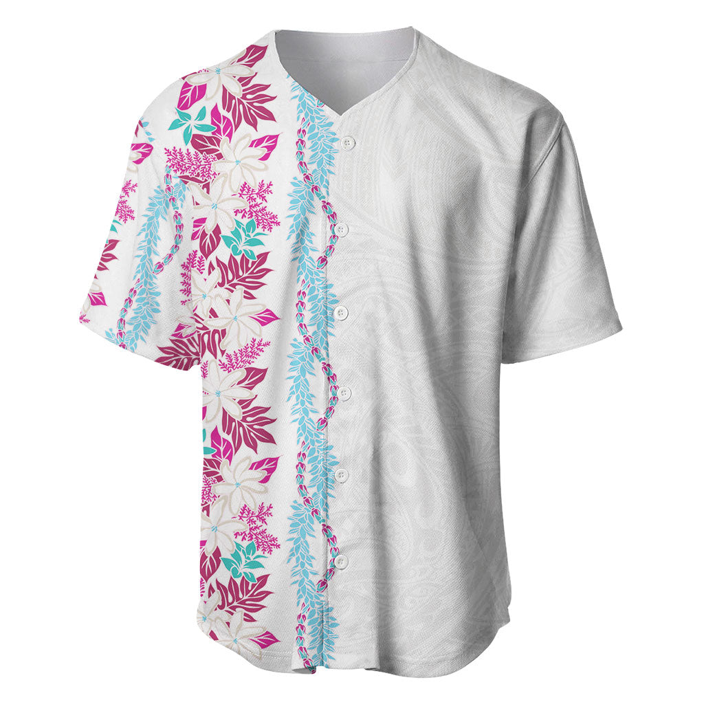 Monstera Tiare Plumeria Baseball Jersey Pink Polynesian Pattern LT01 Pink - Polynesian Pride