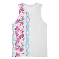 Monstera Tiare Plumeria Basketball Jersey Pink Polynesian Pattern LT01 Unisex Pink - Polynesian Pride
