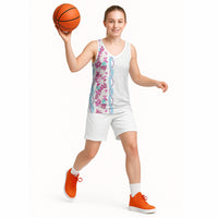 Monstera Tiare Plumeria Basketball Jersey Pink Polynesian Pattern LT01 - Polynesian Pride