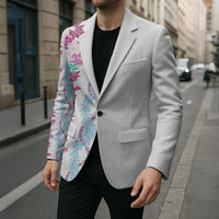 Monstera Tiare Plumeria Blazer Pink Polynesian Pattern LT01 - Polynesian Pride