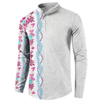 Monstera Tiare Plumeria Button Sweatshirt Pink Polynesian Pattern LT01 - Polynesian Pride