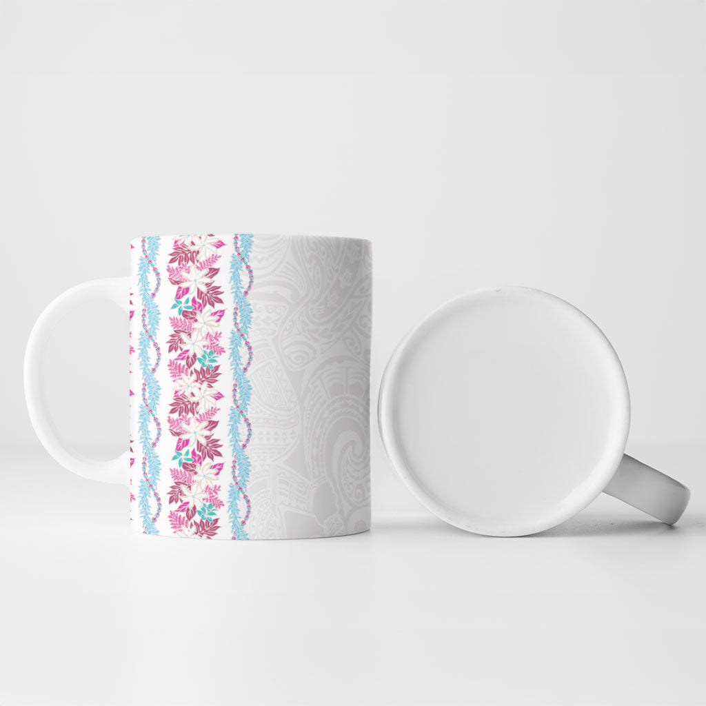 Monstera Tiare Plumeria Ceramic Mug Pink Polynesian Pattern LT01 - Polynesian Pride