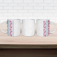 Monstera Tiare Plumeria Ceramic Mug Pink Polynesian Pattern LT01 - Polynesian Pride
