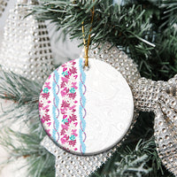 Monstera Tiare Plumeria Ceramic Ornament Pink Polynesian Pattern LT01 - Polynesian Pride