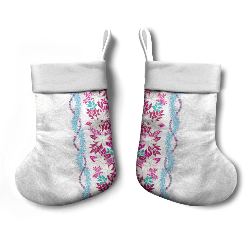 Monstera Tiare Plumeria Christmas Stocking Pink Polynesian Pattern LT01 - Polynesian Pride