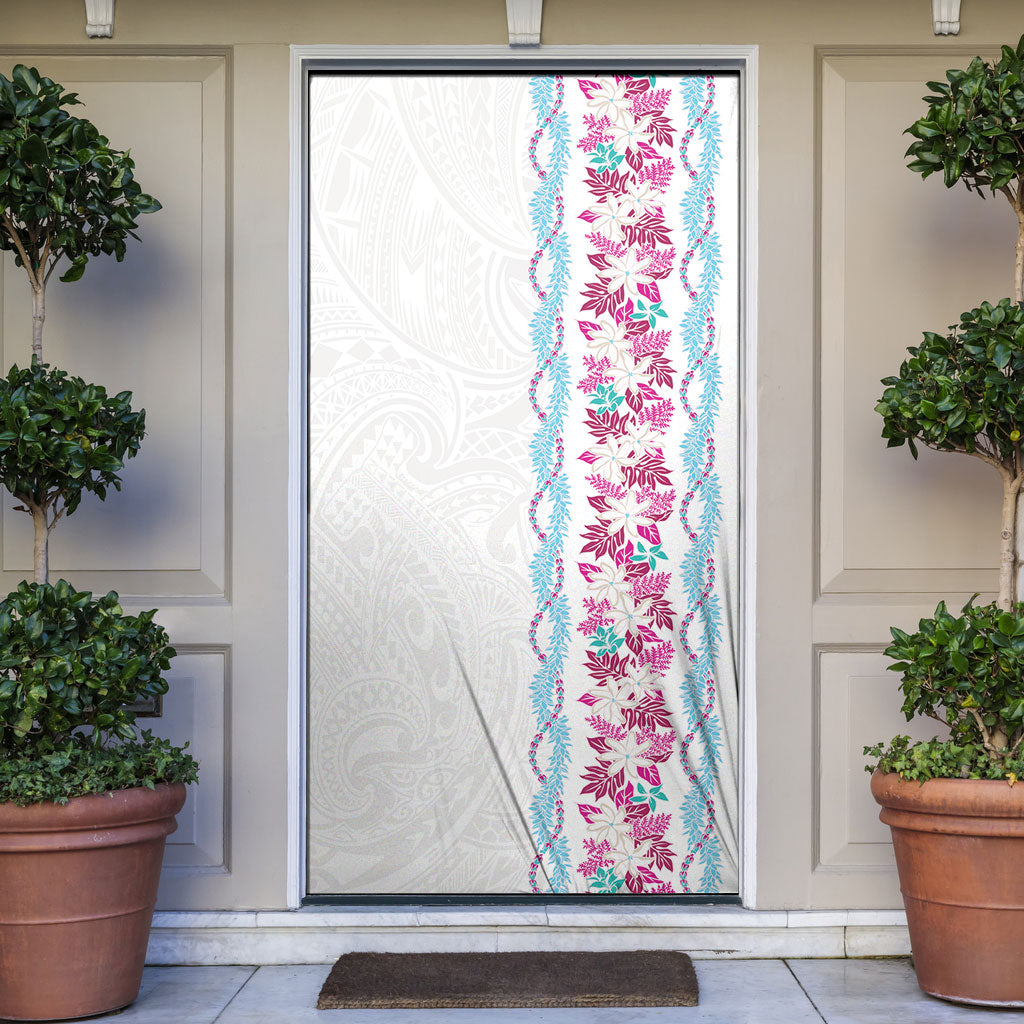 Monstera Tiare Plumeria Door Cover Pink Polynesian Pattern LT01 Pink - Polynesian Pride