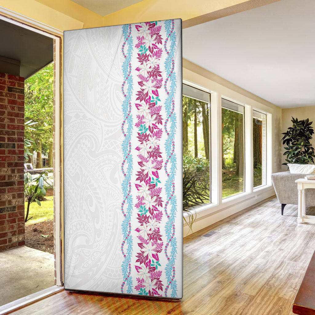 Monstera Tiare Plumeria Door Cover Pink Polynesian Pattern LT01 - Polynesian Pride