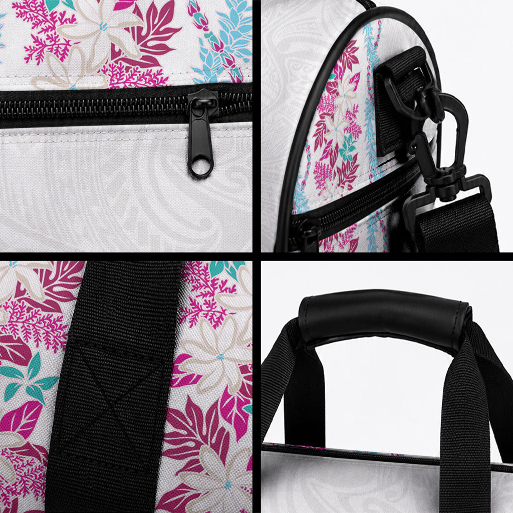 Monstera Tiare Plumeria Duffle Bag Pink Polynesian Pattern LT01 - Polynesian Pride