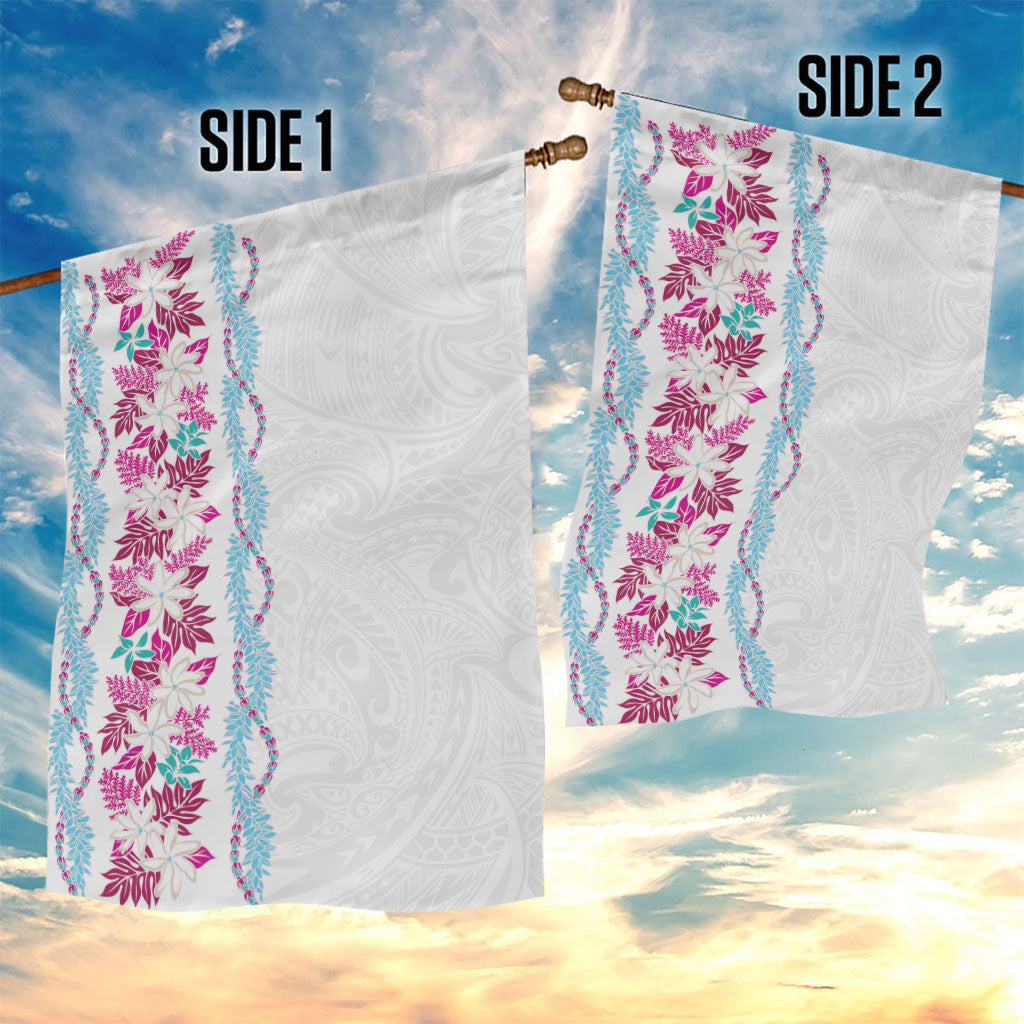 Monstera Tiare Plumeria Garden Flag Pink Polynesian Pattern LT01 - Polynesian Pride