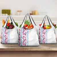 Monstera Tiare Plumeria Grocery Bag Pink Polynesian Pattern LT01 3-pack One Size Pink - Polynesian Pride