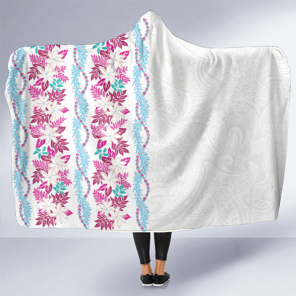Monstera Tiare Plumeria Hooded Blanket Pink Polynesian Pattern LT01 One Size Pink - Polynesian Pride