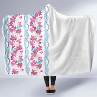 Monstera Tiare Plumeria Hooded Blanket Pink Polynesian Pattern LT01 One Size Pink - Polynesian Pride