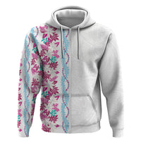 Monstera Tiare Plumeria Hoodie Pink Polynesian Pattern LT01 Zip Hoodie Pink - Polynesian Pride