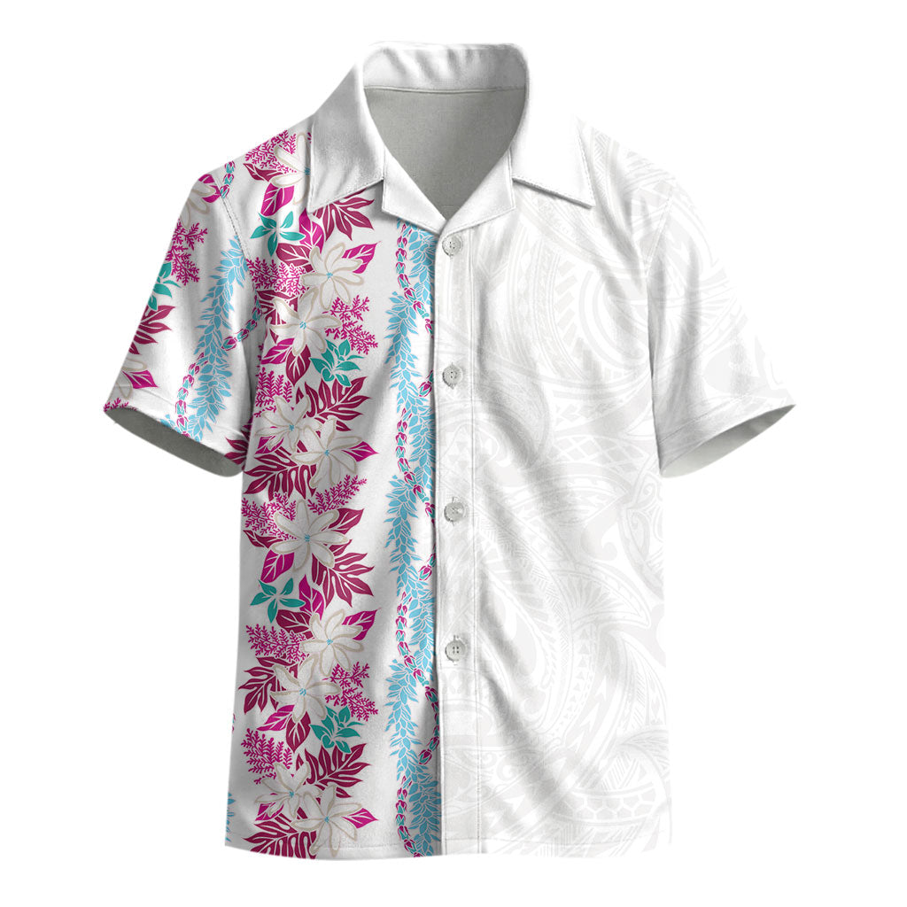 Monstera Tiare Plumeria Kid Hawaiian Shirt Pink Polynesian Pattern LT01 - Polynesian Pride
