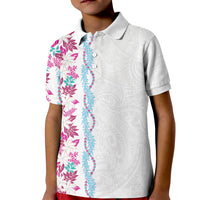 Monstera Tiare Plumeria Kid Polo Shirt Pink Polynesian Pattern LT01 Kid Pink - Polynesian Pride