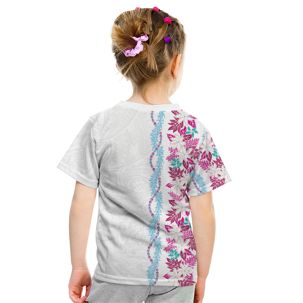 Monstera Tiare Plumeria Kid T Shirt Pink Polynesian Pattern LT01 - Polynesian Pride