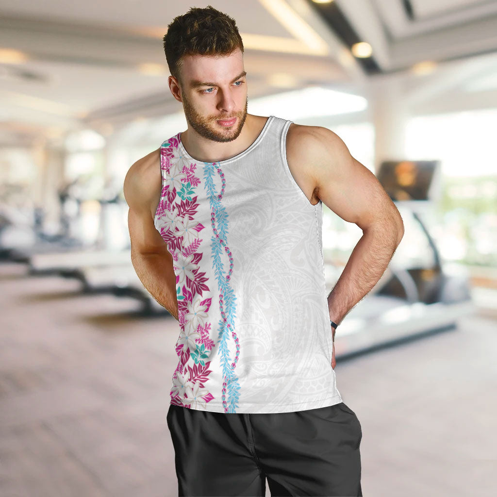 Monstera Tiare Plumeria Men Tank Top Pink Polynesian Pattern LT01 Pink - Polynesian Pride