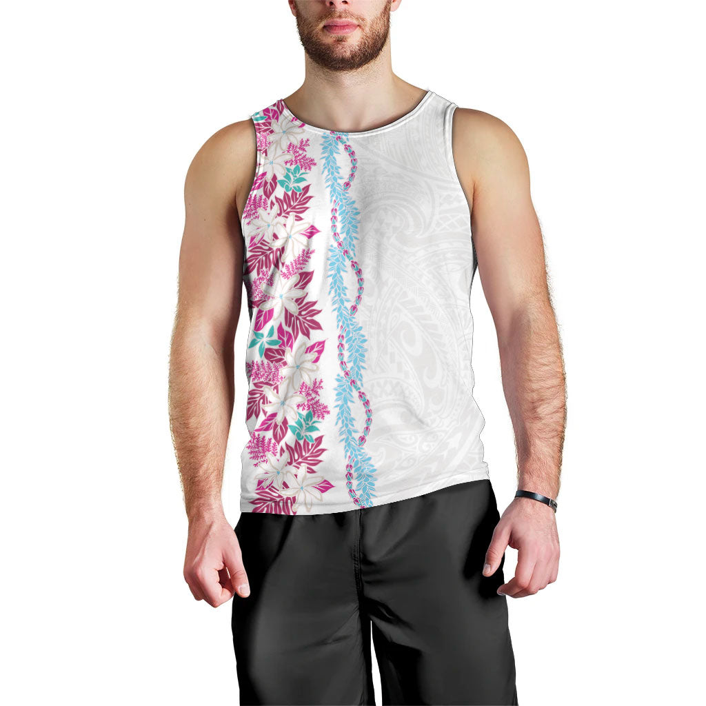 Monstera Tiare Plumeria Men Tank Top Pink Polynesian Pattern LT01 - Polynesian Pride