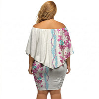 Monstera Tiare Plumeria Off Shoulder Short Dress Pink Polynesian Pattern LT01 - Polynesian Pride