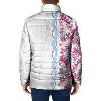 Monstera Tiare Plumeria Padded Jacket Pink Polynesian Pattern LT01 - Polynesian Pride