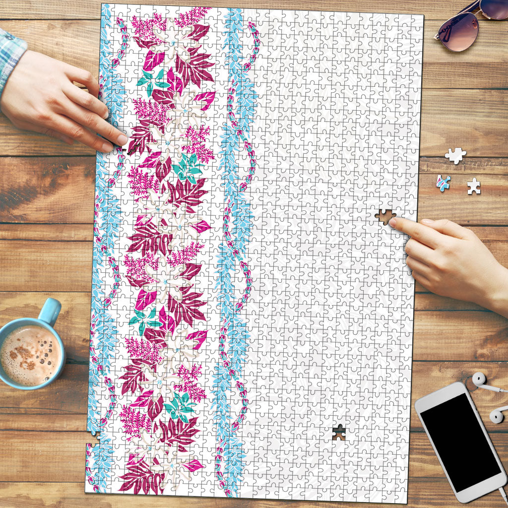 Monstera Tiare Plumeria Puzzle Pink Polynesian Pattern LT01 Pink - Polynesian Pride