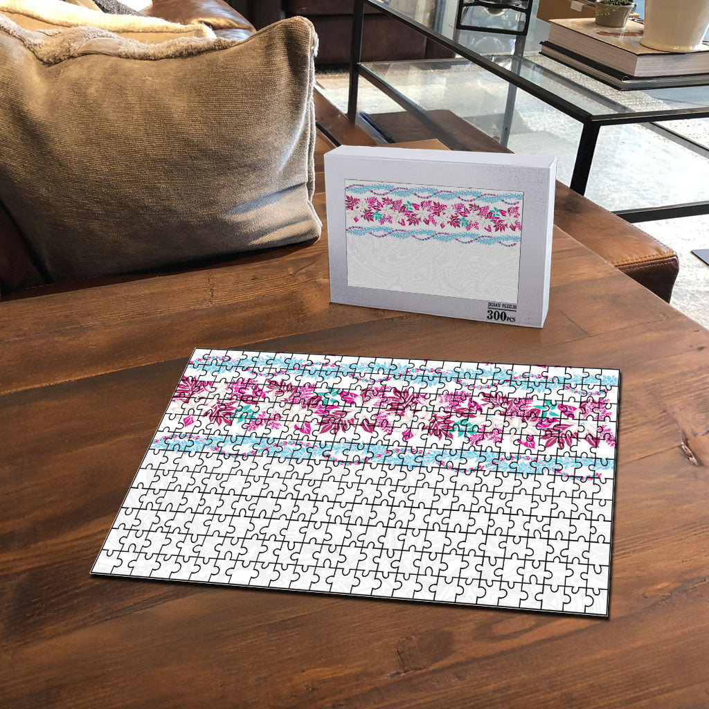 Monstera Tiare Plumeria Puzzle Pink Polynesian Pattern LT01 - Polynesian Pride