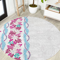 Monstera Tiare Plumeria Round Carpet Pink Polynesian Pattern LT01 Pink - Polynesian Pride