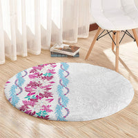 Monstera Tiare Plumeria Round Carpet Pink Polynesian Pattern LT01 - Polynesian Pride