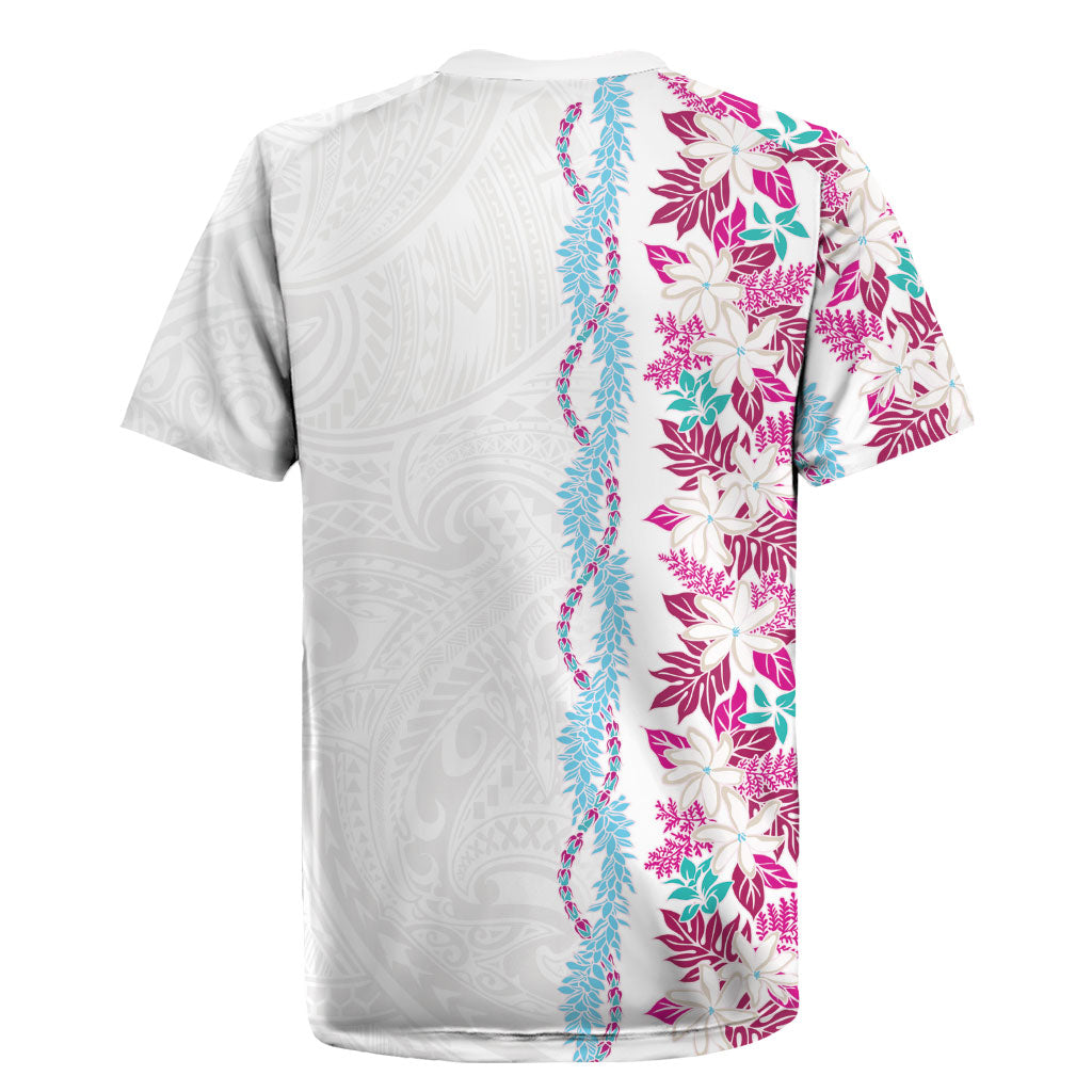Monstera Tiare Plumeria Rugby Jersey Pink Polynesian Pattern LT01 - Polynesian Pride