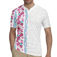 Monstera Tiare Plumeria Rugby Jersey Pink Polynesian Pattern LT01 - Polynesian Pride