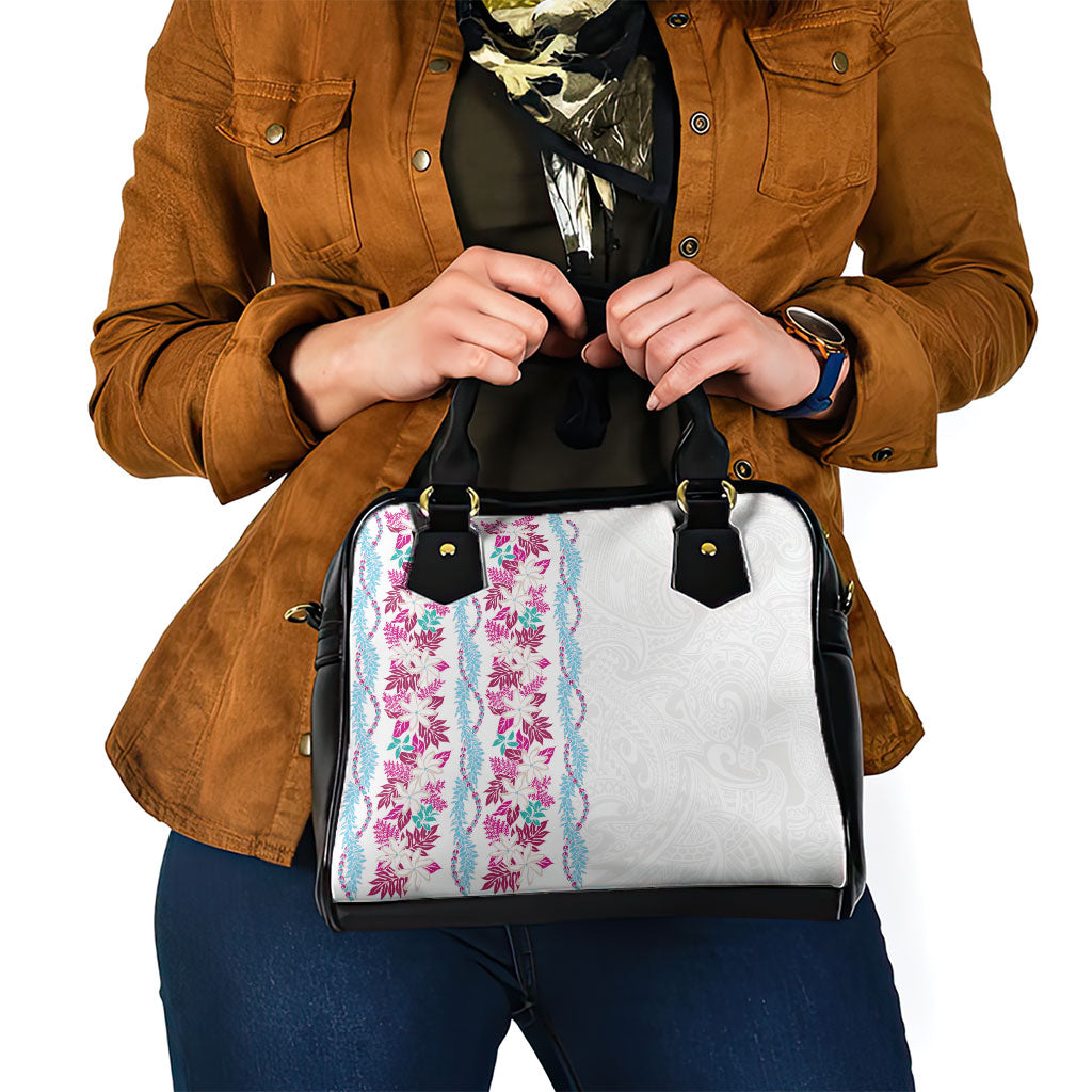 Monstera Tiare Plumeria Shoulder Handbag Pink Polynesian Pattern LT01 - Polynesian Pride