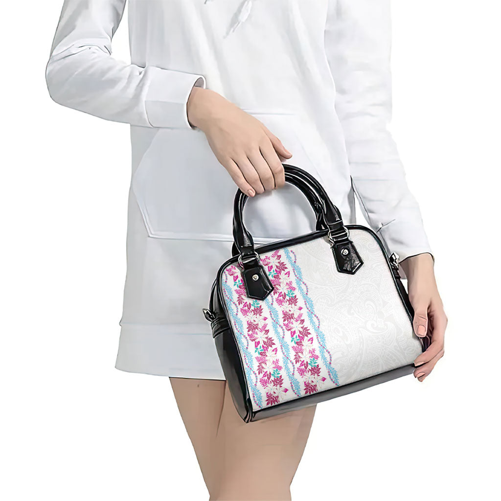 Monstera Tiare Plumeria Shoulder Handbag Pink Polynesian Pattern LT01 - Polynesian Pride
